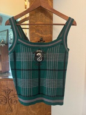 Proud Snake Plaid Knit Tank Top - Green